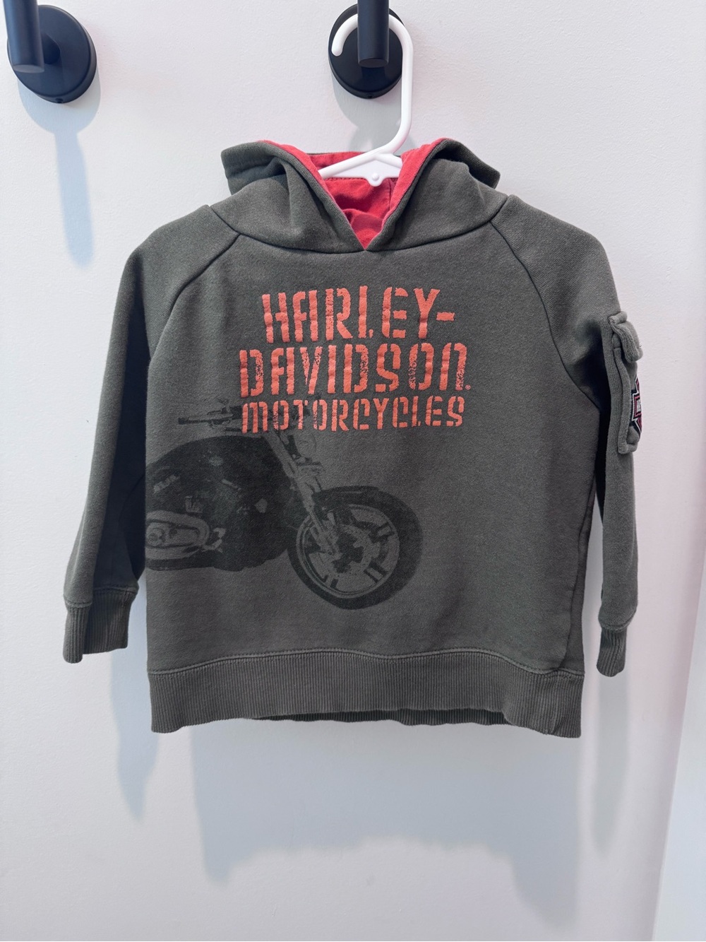 LIKE NEW Harley-Davidson Toddler Olive & Orange Hooded Sweatshirt — 4T
